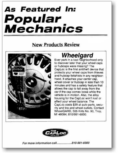 Popular Mechanics Announces "The CapLoc" From Wheelgard